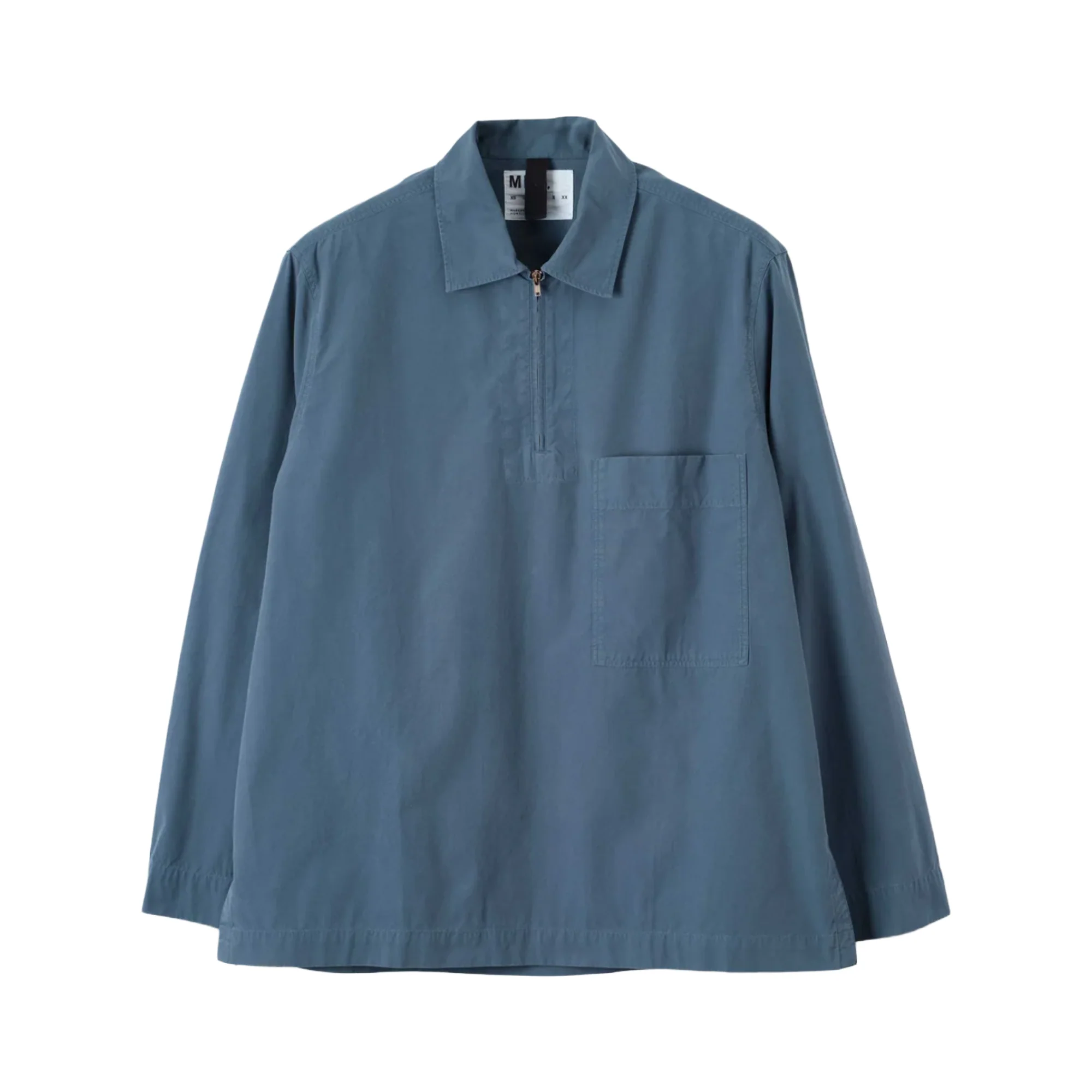 MHL. by Margaret Howell Long Sleeve Half Zip Pull On Shirt Uniform Blue